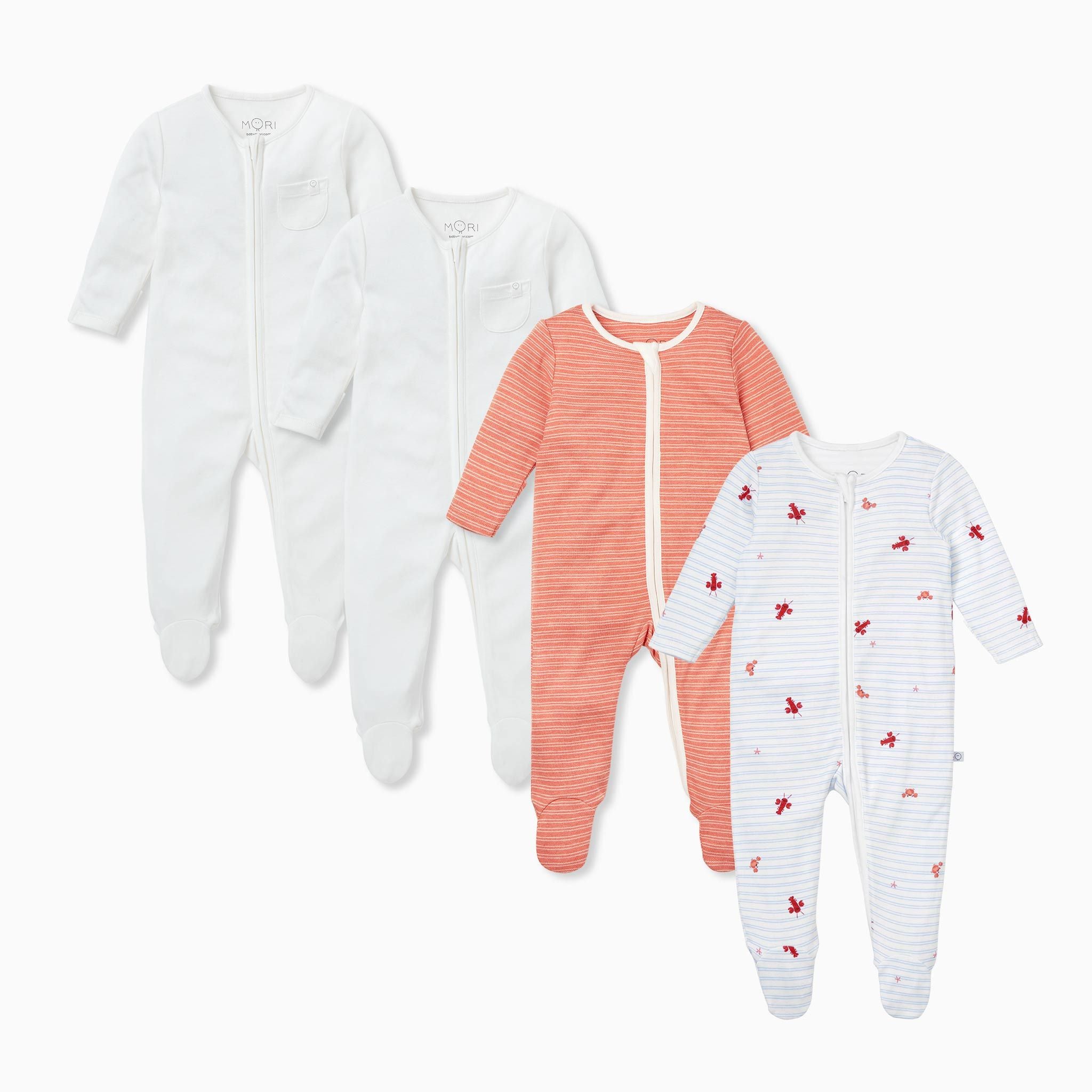 Ocean & Zip Up Sleepsuit 4 Pack