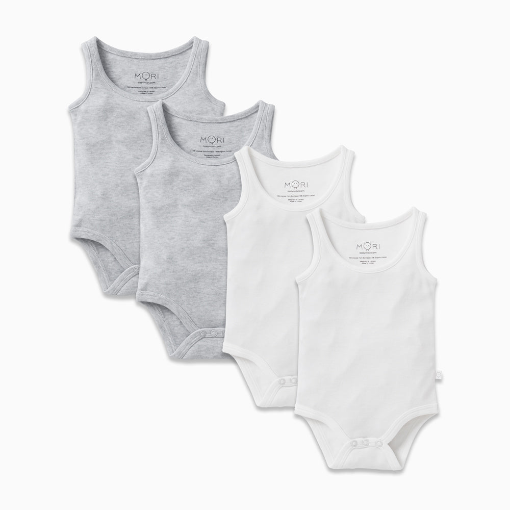 Sleeveless Bodysuit 4 Pack MORI Organic Baby Kids Clothing